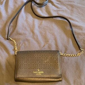 Kate Spade Dark Blue Navy Crossbody Bag with Gold Chain